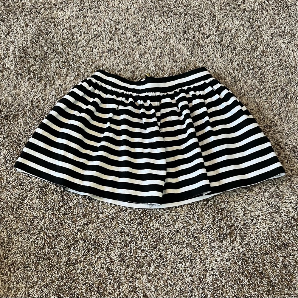 Kate Spade Black & White Striped  Skirt - Gold Zipper on Back